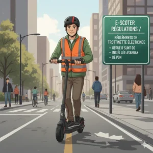 A technical diagram showing the battery life of an affordable electric scooter optimized for long suburban commutes.