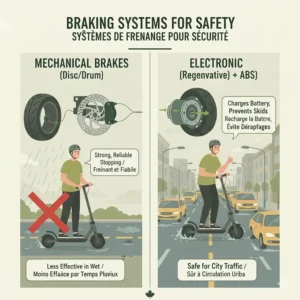 A modern electric cargo bicycle being ridden along the Vancouver seawall during a sunny afternoon.