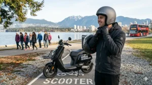 cooter equipped with a rear cargo box for urban food delivery services in Toronto.