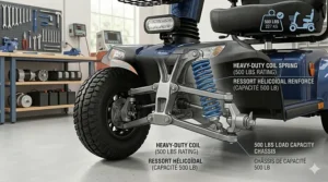 A clear iconographic illustration highlighting the 500 lbs (227 kg) weight capacity for bariatric mobility.