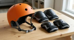 Alt text for image 3: A photorealistic illustration showing how to properly store electric scooters for kids indoors during a Canadian winter to protect battery life.