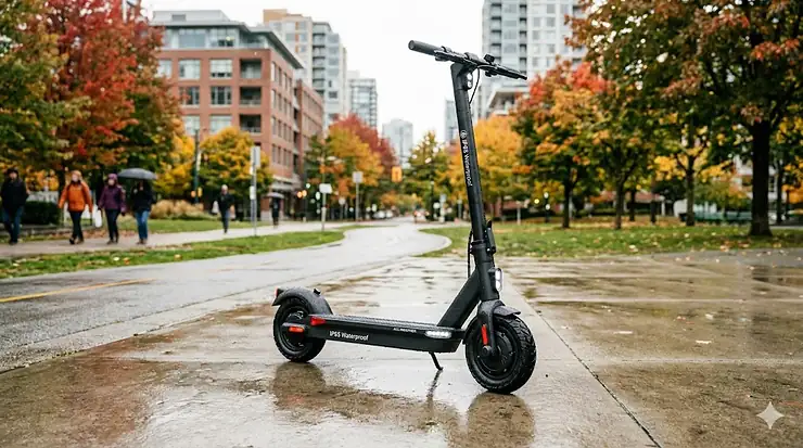 Here are the SEO-optimized Alt Texts for your assets, formatted for the Canadian market and ready to copy:urable electric scooter with IP65 rating for Canadian commutes. / Trottinette électrique IP65 résistante à l'eau. waterproof electric scooter ip65