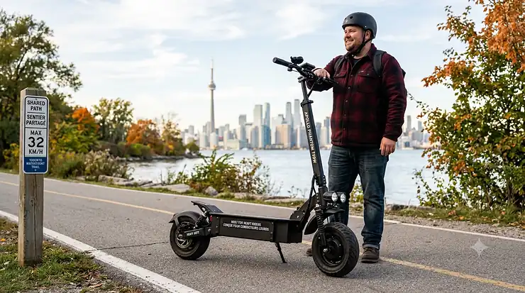 Robust 750w electric scooter for heavy riders with durable frame and long-range battery. 750w electric scooter for heavy rider canada