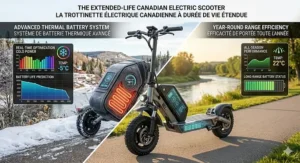 Illustration of an extended-life battery pack for all-season Canadian riding.