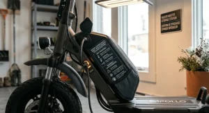 Safety guide for charging electric scooter batteries in heated environments.