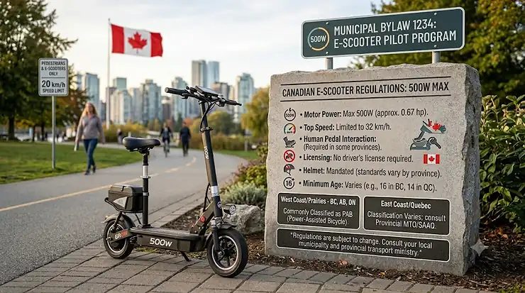 Person commuting on a 500w electric scooter in a Canadian city. is 500w enough for electric scooter