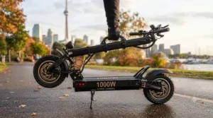 High-capacity battery for long-range 1000w electric scooter travel.