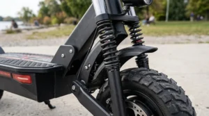 High-capacity battery powering a 750w electric scooter for long-distance commuting.