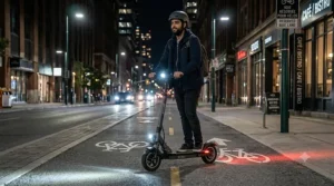 500w electric scooter featuring bright LED lights for safe night riding.