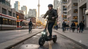Advanced suspension system on a 1000w electric scooter for comfort.