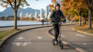 Powerful 1000w electric scooter being used safely on private property.