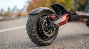 Close-up of a high-performance 2000w electric scooter motor showing dual-drive stability.