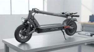 Easy folding mechanism of a 1500w electric scooter for transit and storage.