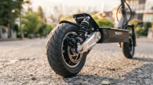 Dual-motor electric scooter scaling a steep urban hill with ease during a Canadian city test ride.