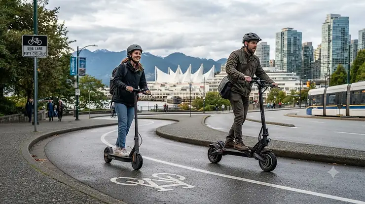 Comparison of single vs dual motor electric scooters on a Canadian city street. single motor vs dual motor electric scooter