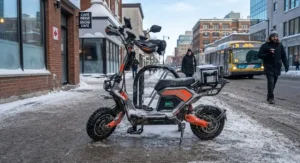 A durable fast charging scooter prepared for daily use on Canadian city streets