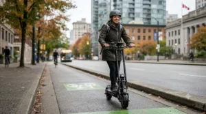 Battery life and distance range comparison chart for 32 km/h vs 40 km/h electric scooters.
