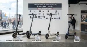 Side-by-side comparison of top-rated budget electric scooters available across Canada.